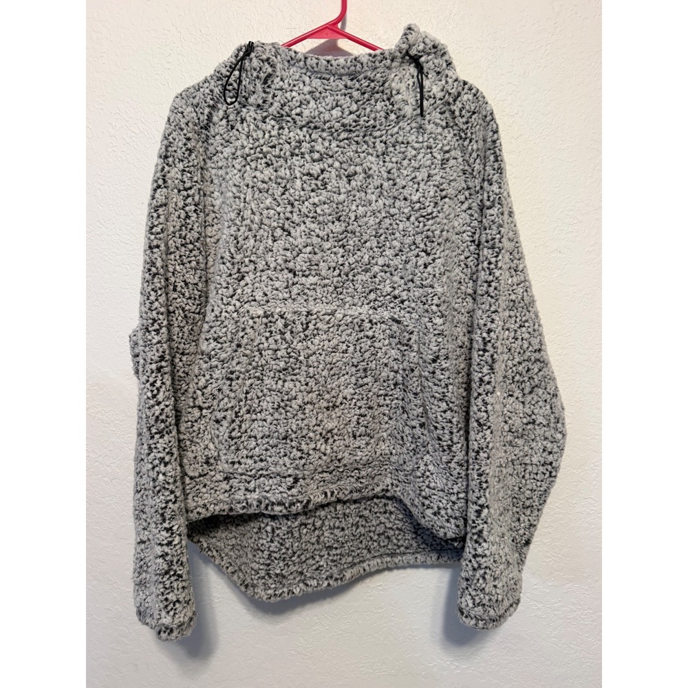 Victoria's Secret PINK Grey Salt and Pepper Sherpa Hoodie Pullover XL